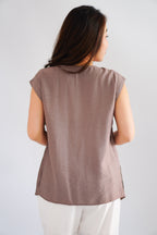Floraine 2 Way Self Tied Waist Linen Top in Khaki
