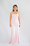 Waverly Ruched Drape Crossback Maxi Dress in Pink