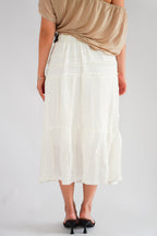 Magnolia Textured Layered Skirt in Cream