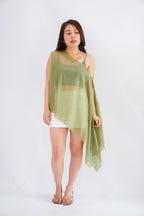 Sylvara Sheer Cover Up Toga Top in Green
