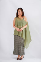 Sylvara Sheer Cover Up Toga Top in Green