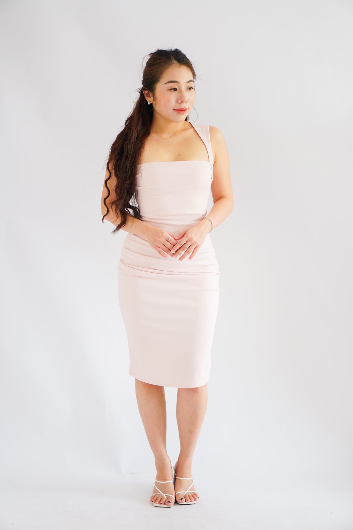 (BACKORDER) Charlotte Halter Ruched Bodycon Dress in Light Pink