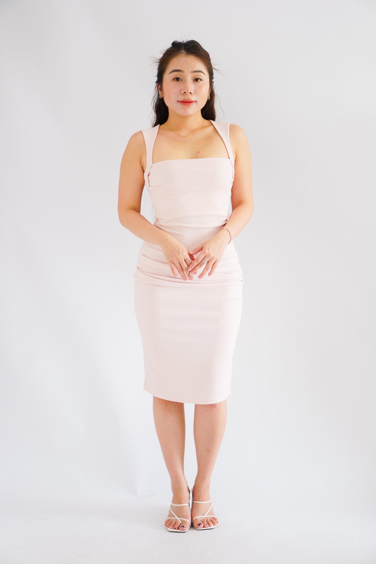 (BACKORDER) Charlotte Halter Ruched Bodycon Dress in Light Pink