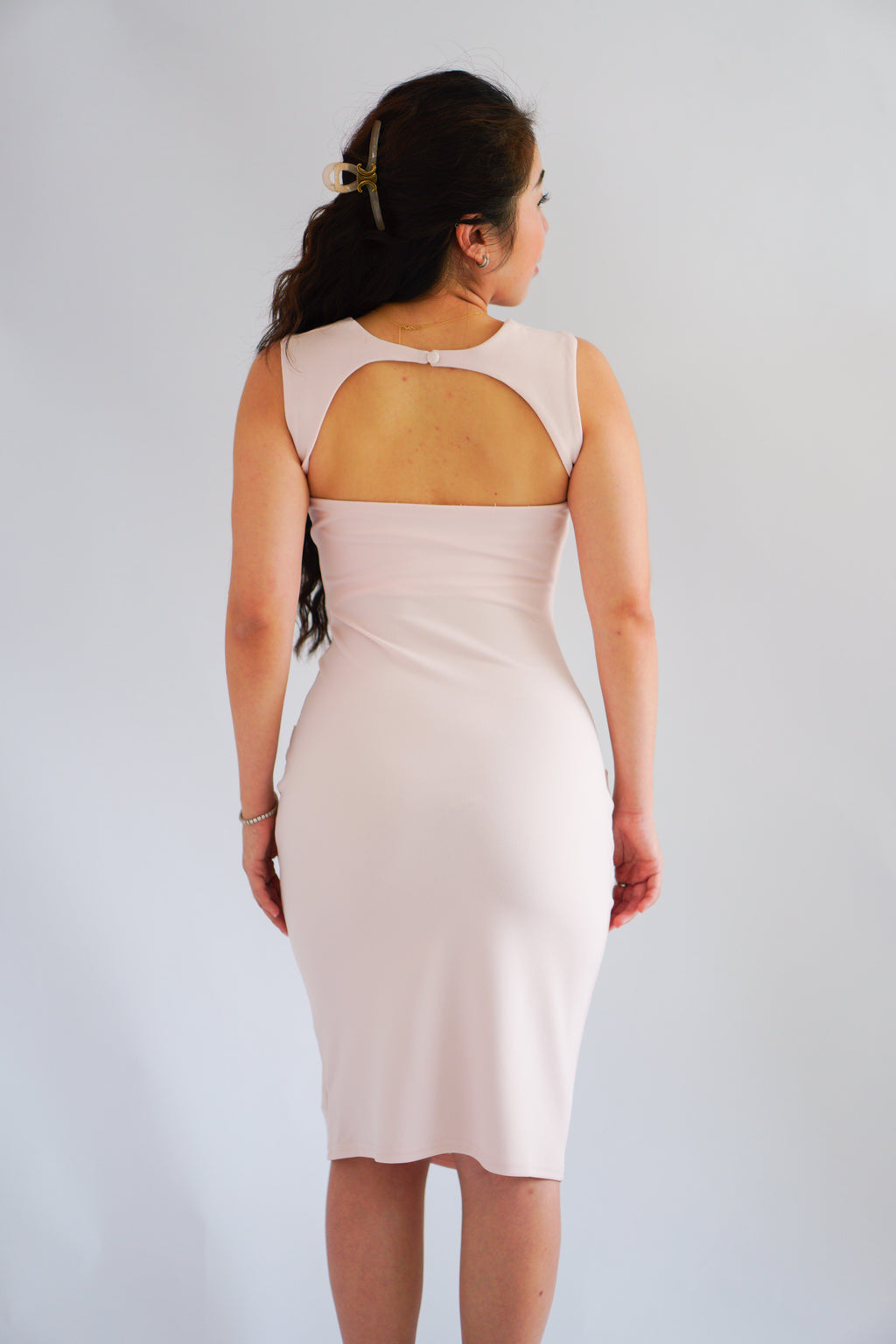 (BACKORDER) Charlotte Halter Ruched Bodycon Dress in Light Pink
