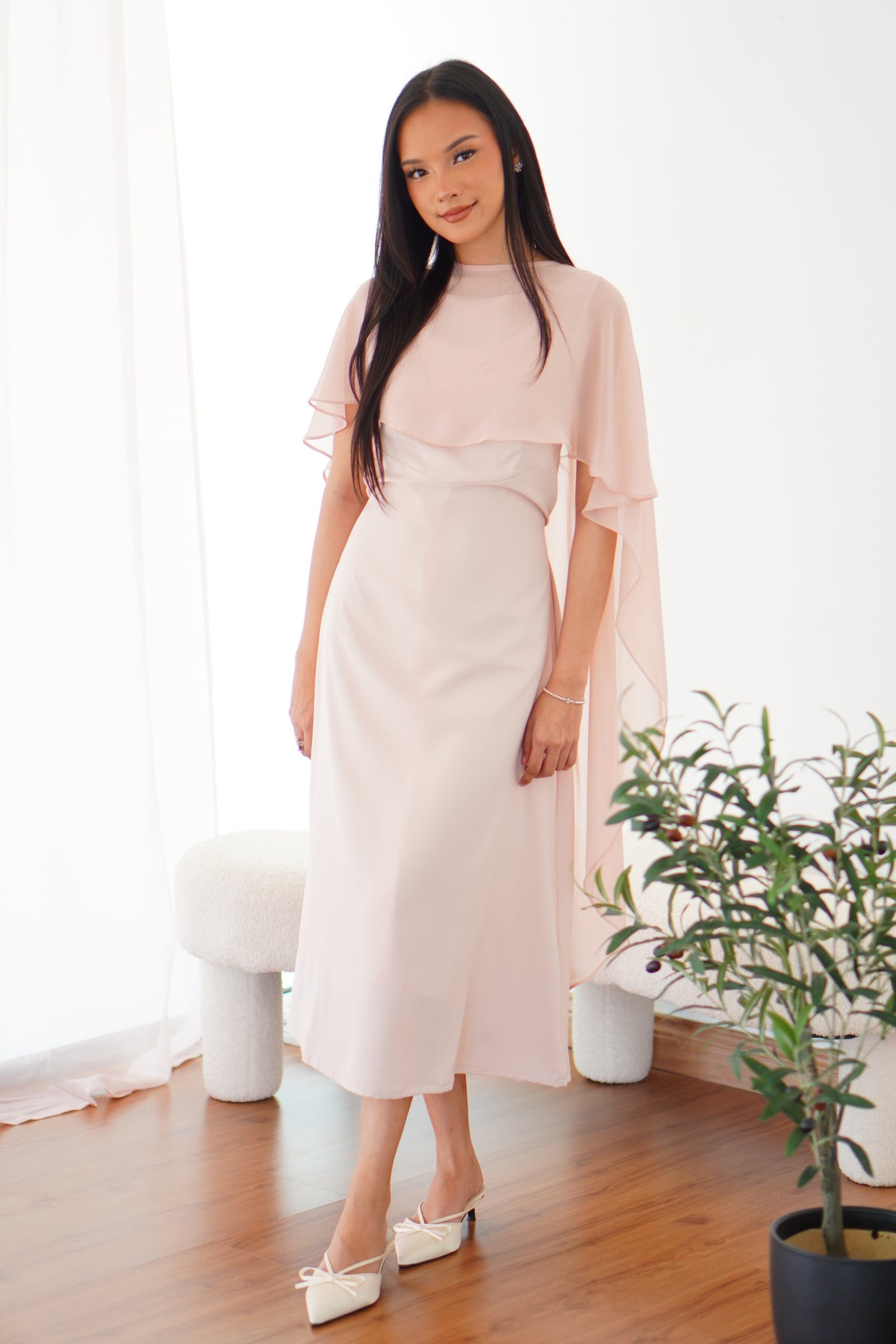 Camille Cape Dress Set by Bash in Pink