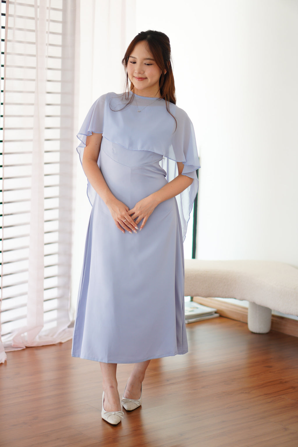 Camille Cape Dress Set by Bash in Blue