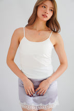 Moki Basic Padded Camisole Top in White