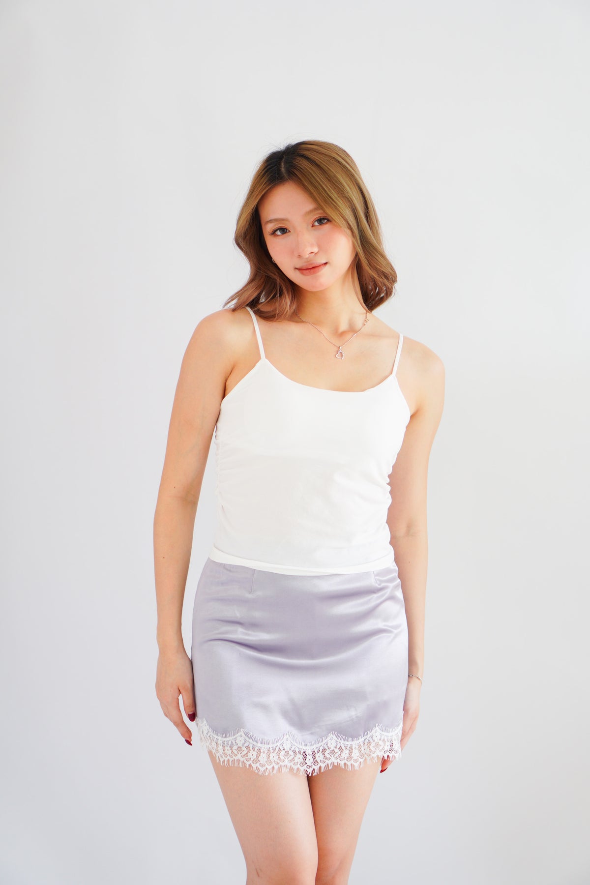 Moki Basic Padded Camisole Top in White