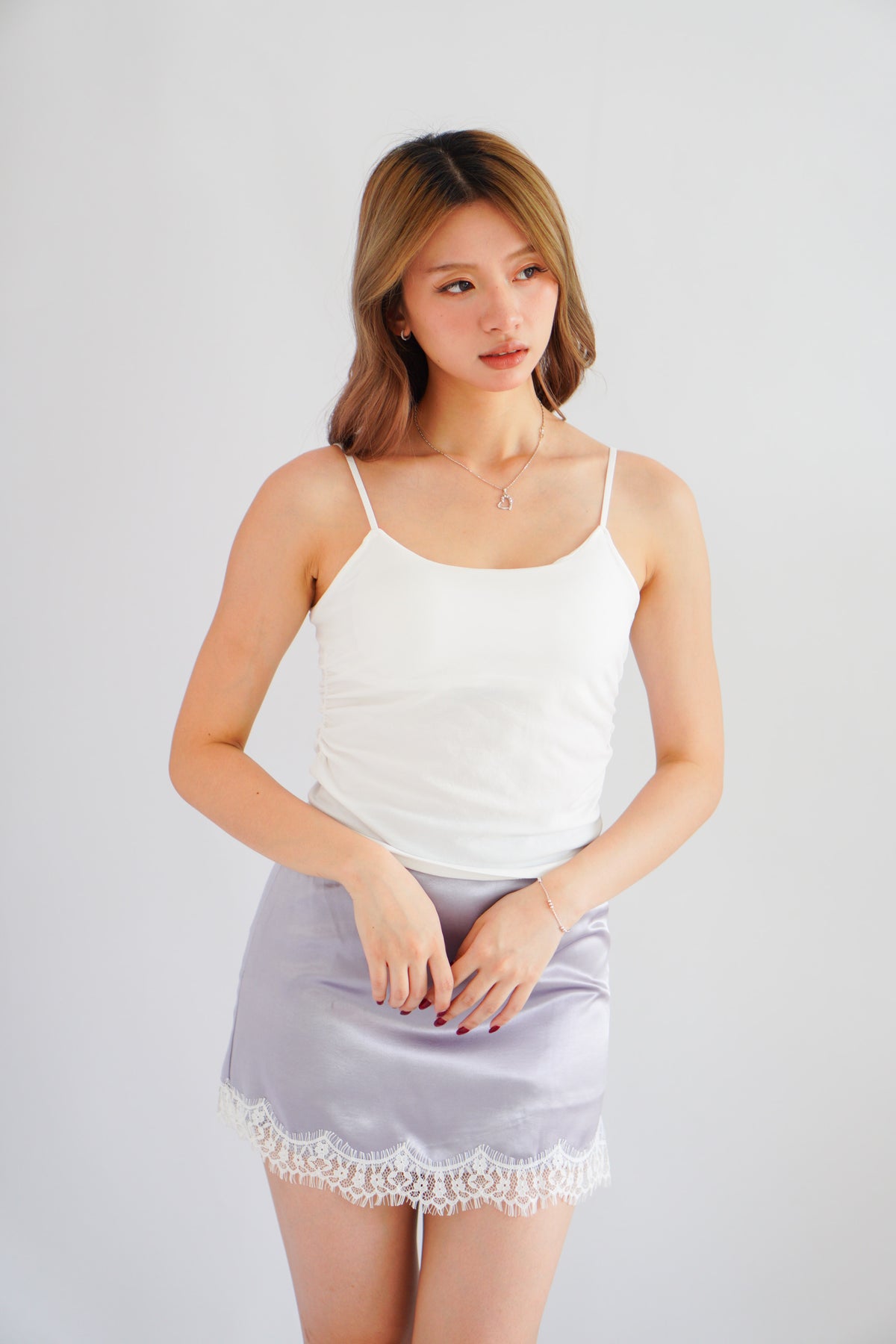 Moki Basic Padded Camisole Top in White