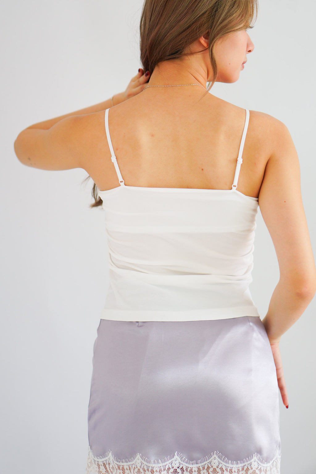 Moki Basic Padded Camisole Top in White