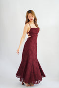 Love Escape Crossback Textured Maxi Dress in Red