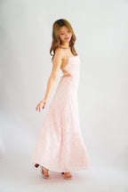 Love Escape Crossback Textured Maxi Dress in Pink