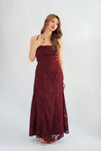 Love Escape Crossback Textured Maxi Dress in Red