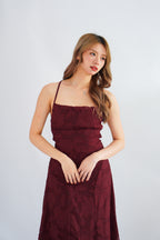 Love Escape Crossback Textured Maxi Dress in Red