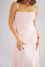Love Escape Crossback Textured Maxi Dress in Pink