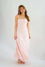 Love Escape Crossback Textured Maxi Dress in Pink