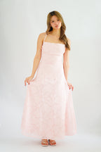Love Escape Crossback Textured Maxi Dress in Pink