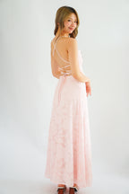 Love Escape Crossback Textured Maxi Dress in Pink