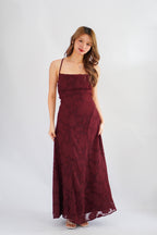 Love Escape Crossback Textured Maxi Dress in Red