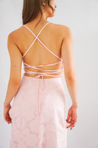 Love Escape Crossback Textured Maxi Dress in Pink