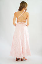 Love Escape Crossback Textured Maxi Dress in Pink