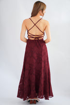 Love Escape Crossback Textured Maxi Dress in Red