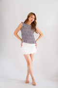Carcy Gingham Smocked Top in Black