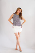 Carcy Gingham Smocked Top in Black