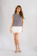 Carcy Gingham Smocked Top in Black