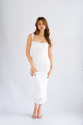 Sorissa Lace Sweetheart Bustier Bodycon Dress in White