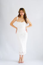 Sorissa Lace Sweetheart Bustier Bodycon Dress in White