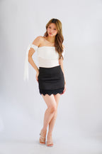 Mavera Mini Skirt with Lace in Black
