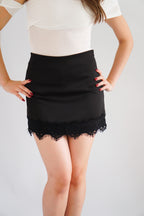Mavera Mini Skirt with Lace in Black