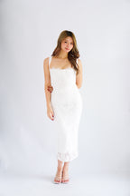 Sorissa Lace Sweetheart Bustier Bodycon Dress in White