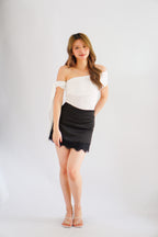 Mavera Mini Skirt with Lace in Black