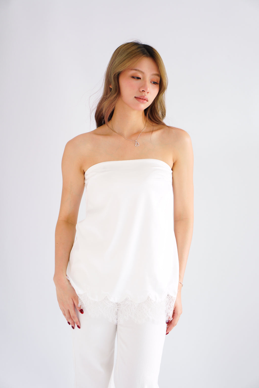 (BACKORDER) Trincy Tube Top with Lace in White