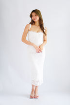 Sorissa Lace Sweetheart Bustier Bodycon Dress in White