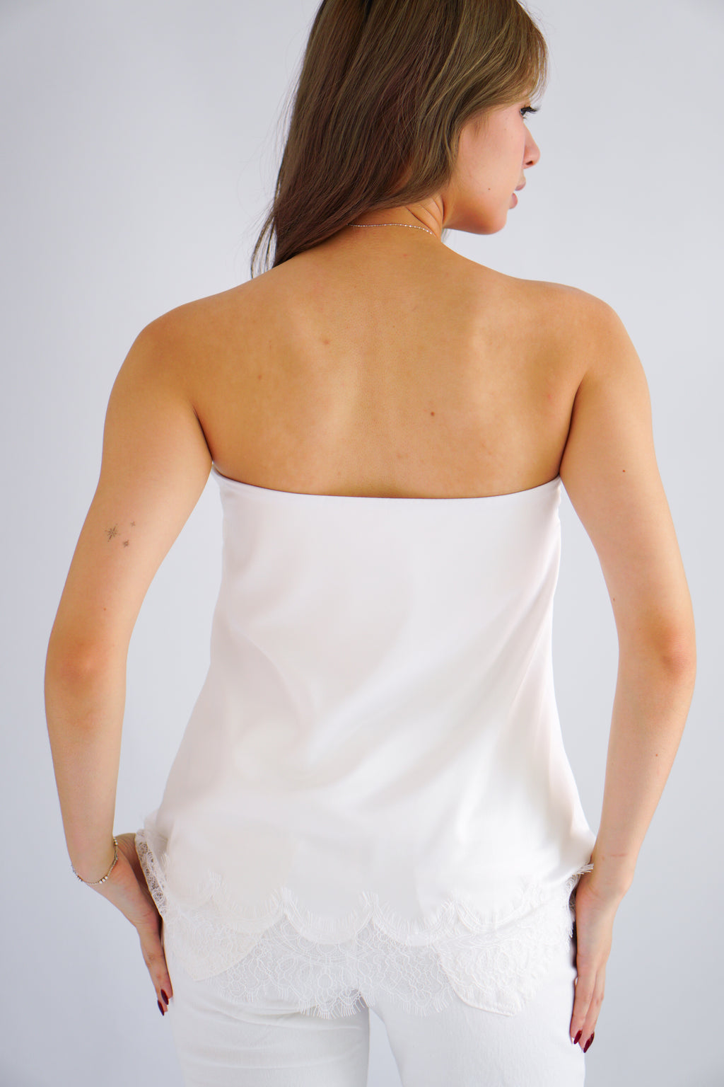 (BACKORDER) Trincy Tube Top with Lace in White