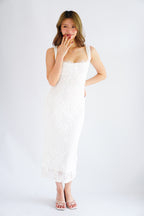 Sorissa Lace Sweetheart Bustier Bodycon Dress in White