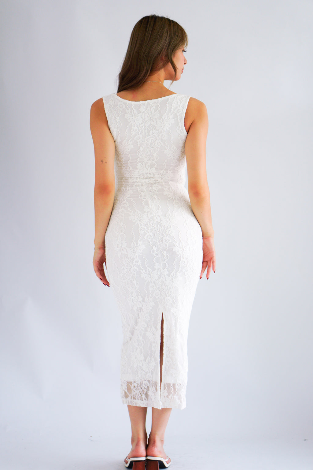 Sorissa Lace Sweetheart Bustier Bodycon Dress in White