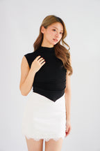 Mavera Mini Skirt with Lace in White