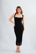 Sorissa Lace Sweetheart Bustier Bodycon Dress in Black