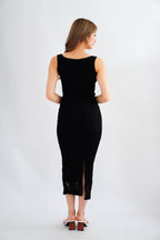 Sorissa Lace Sweetheart Bustier Bodycon Dress in Black