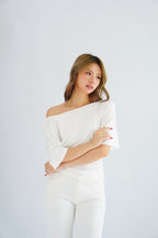 (BACKORDER) Micienne Ruched Tie Waist Flare Sleeves Top in White