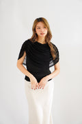 Rhea Mesh Cape Top in Black