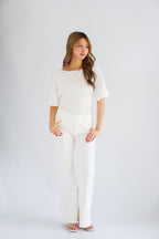(BACKORDER) Micienne Ruched Tie Waist Flare Sleeves Top in White