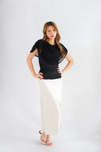 Rhea Mesh Cape Top in Black