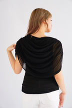 Rhea Mesh Cape Top in Black