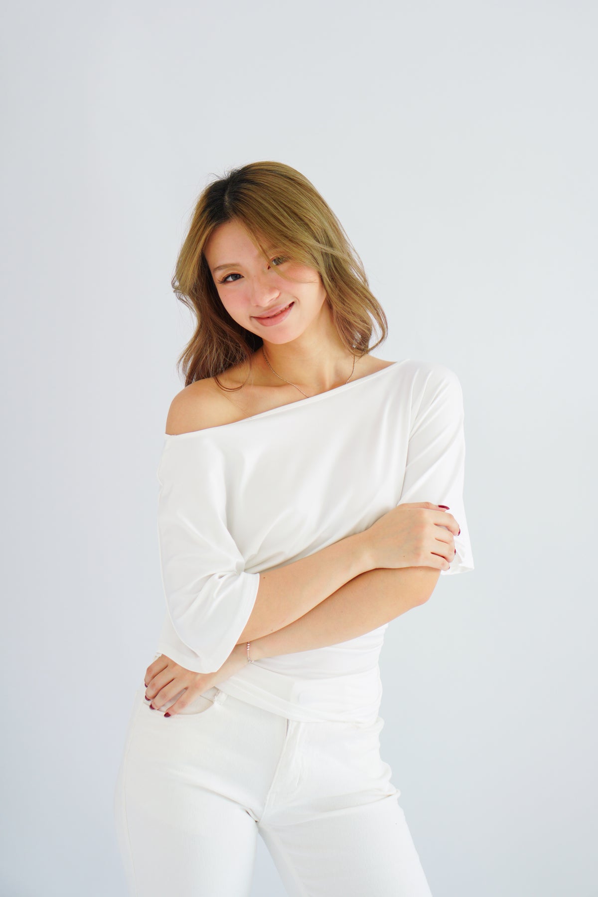 (BACKORDER) Micienne Ruched Tie Waist Flare Sleeves Top in White