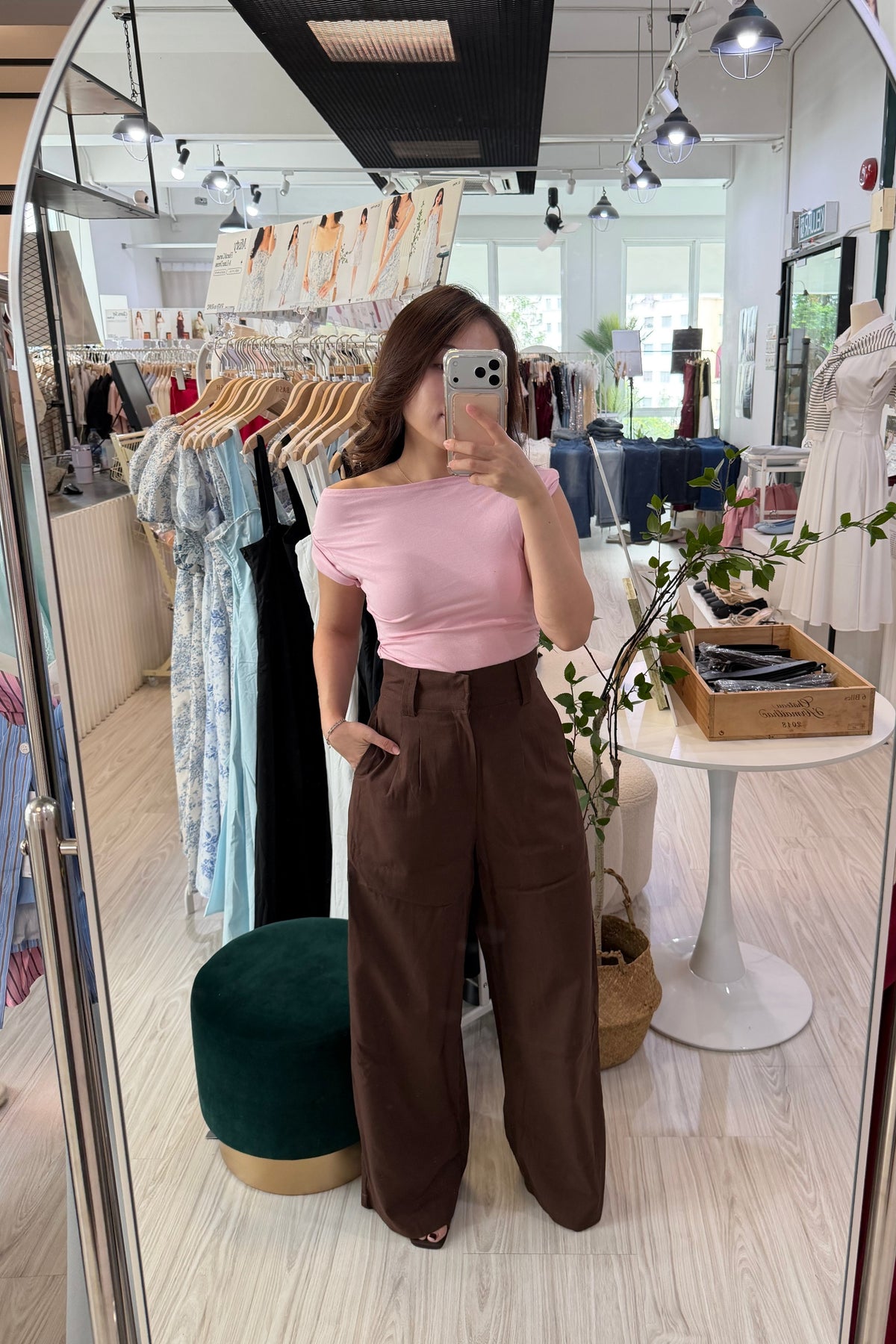 Veda High Waisted Wide Legged Pants in Brown
